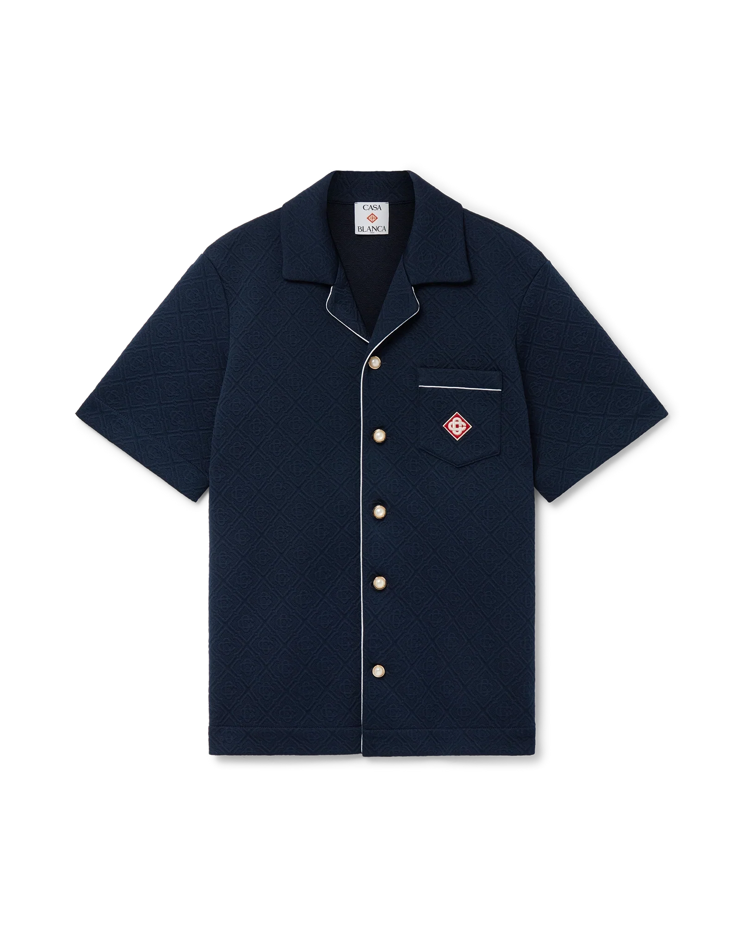 Chemise Jacquard Monogramme Manches Courtes