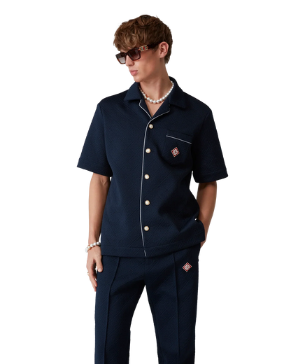Chemise Jacquard Monogramme Manches Courtes