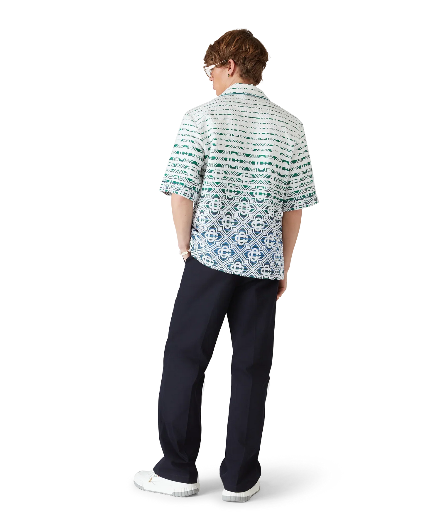 Chemise à manches courtes en tissu éponge dégradé monogrammé