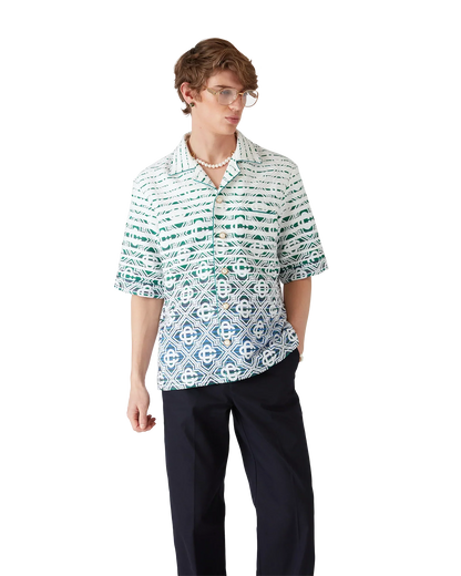 Chemise à manches courtes en tissu éponge dégradé monogrammé