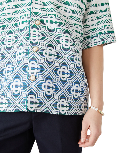 Chemise à manches courtes en tissu éponge dégradé monogrammé