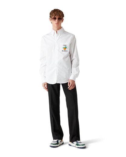 Chemise Oxford brodée orange
