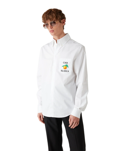 Chemise Oxford brodée orange