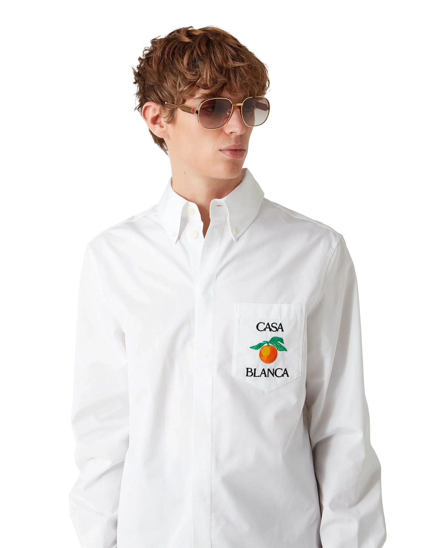 Chemise Oxford brodée orange