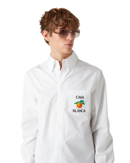 Chemise Oxford brodée orange