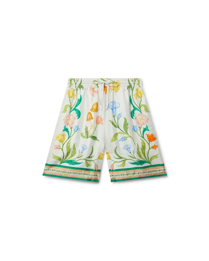 L'Arche Fleurie Silk Shorts