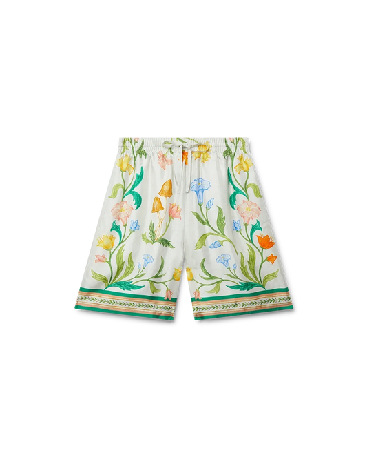L'Arche Fleurie Silk Shorts