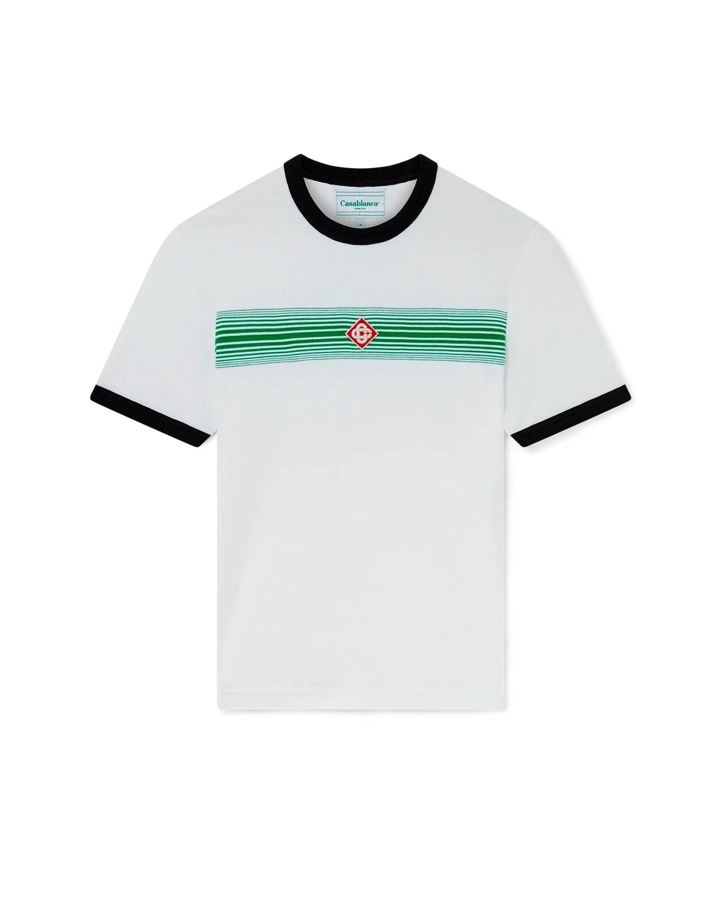 T-shirt à manches courtes à rayures dégradées et liseré contrastant