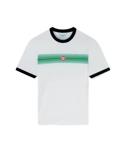 T-shirt à manches courtes à rayures dégradées et liseré contrastant