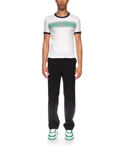 T-shirt à manches courtes à rayures dégradées et liseré contrastant