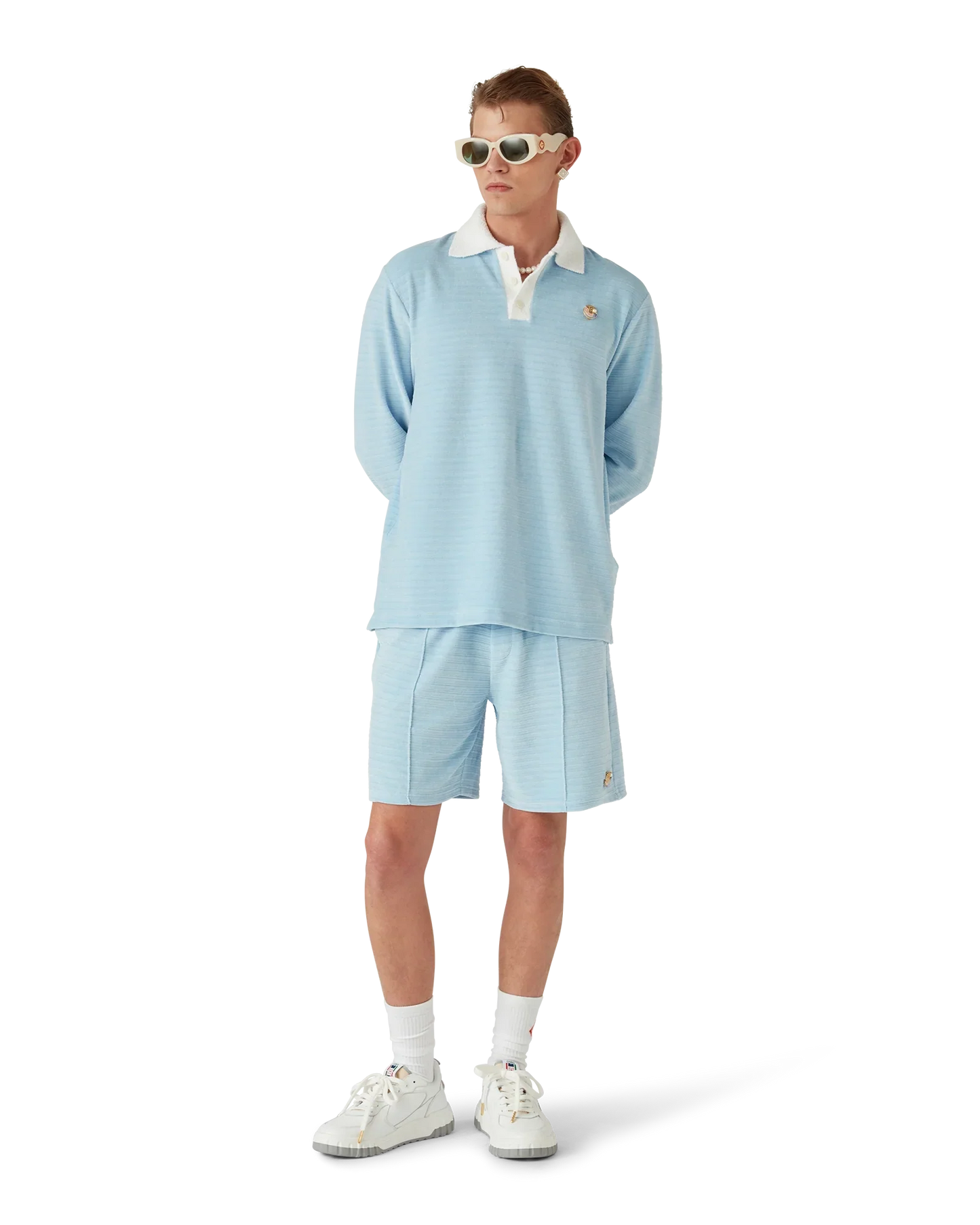 Polo en velours à rayures