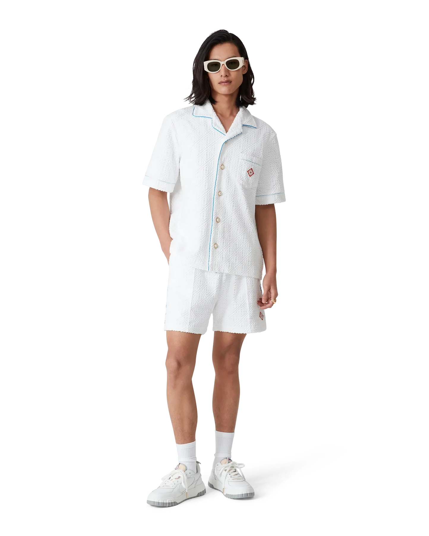 Short de tennis en tissu éponge rayé