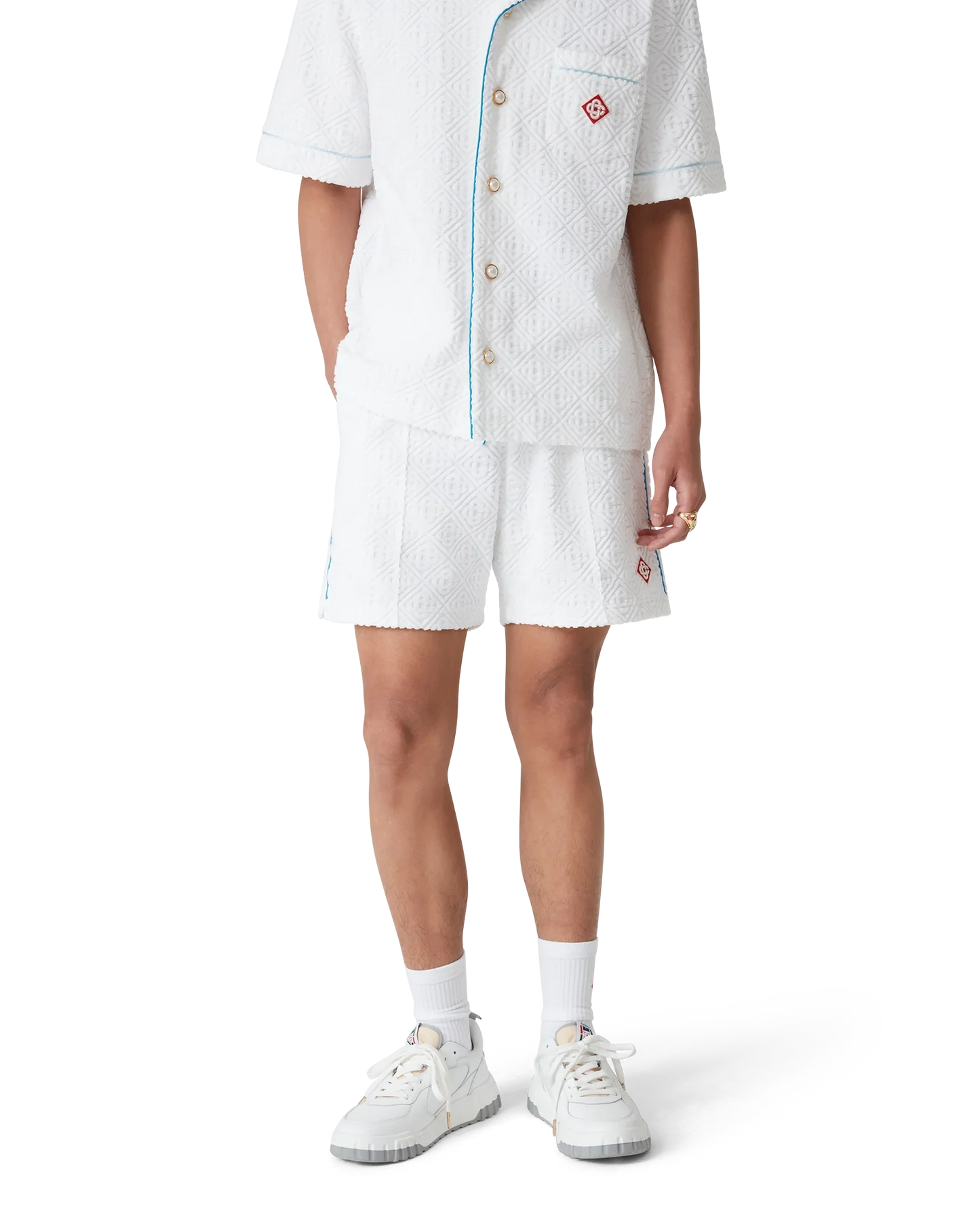 Short de tennis en tissu éponge rayé