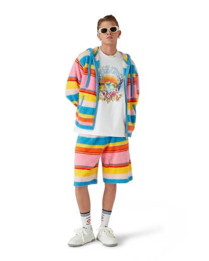 Short oversize en maille rayée duveteuse