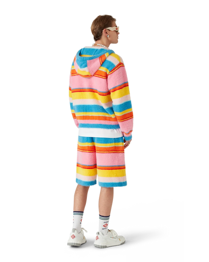 Short oversize en maille rayée duveteuse