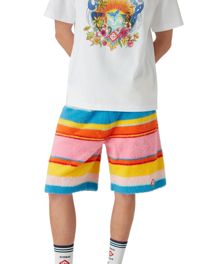 Short oversize en maille rayée duveteuse