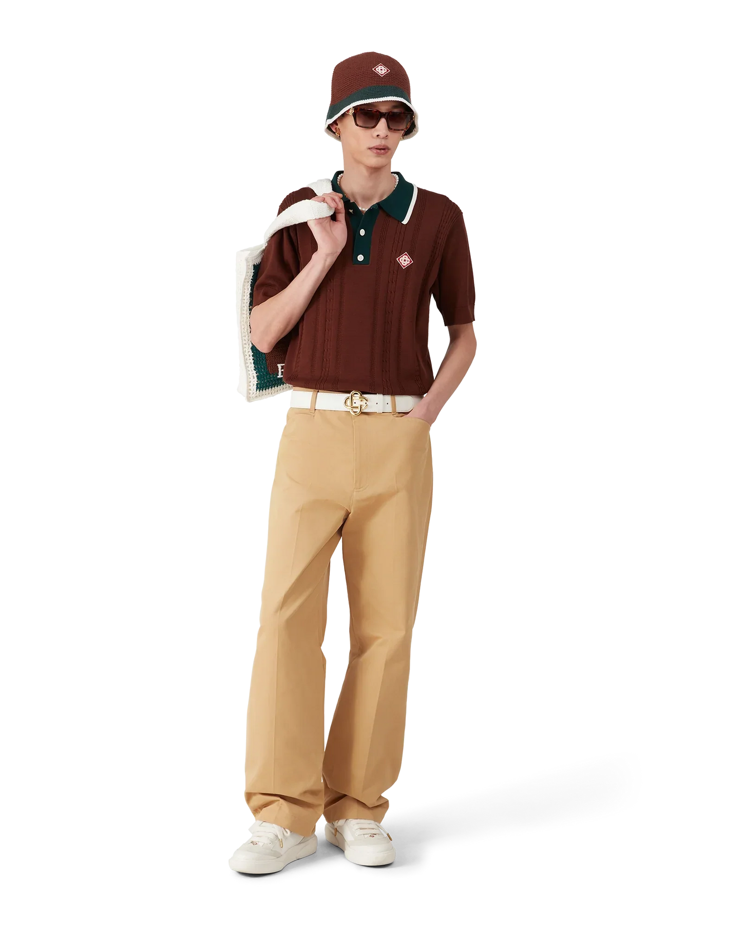 Polo surdimensionné en maille torsadée