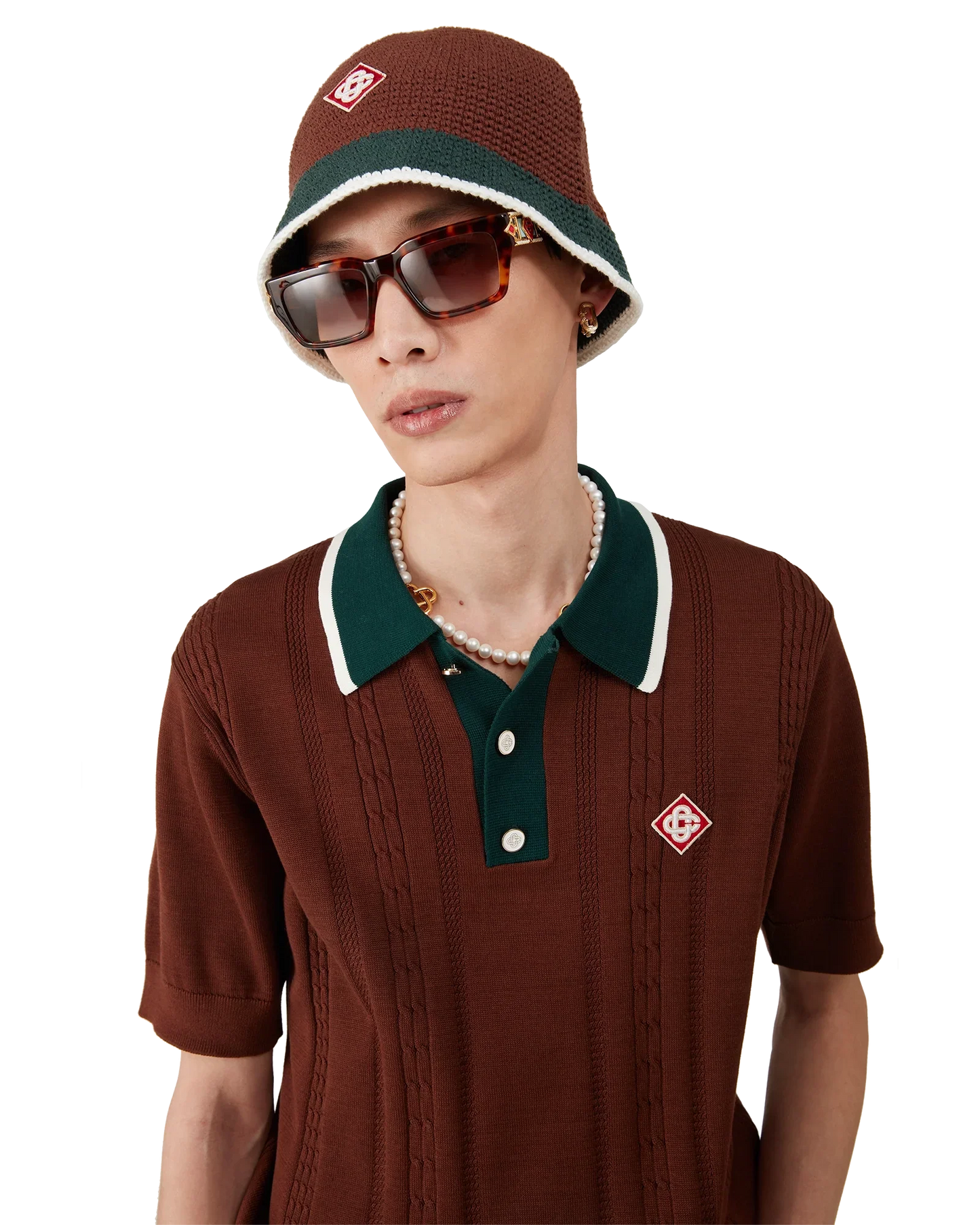 Polo surdimensionné en maille torsadée