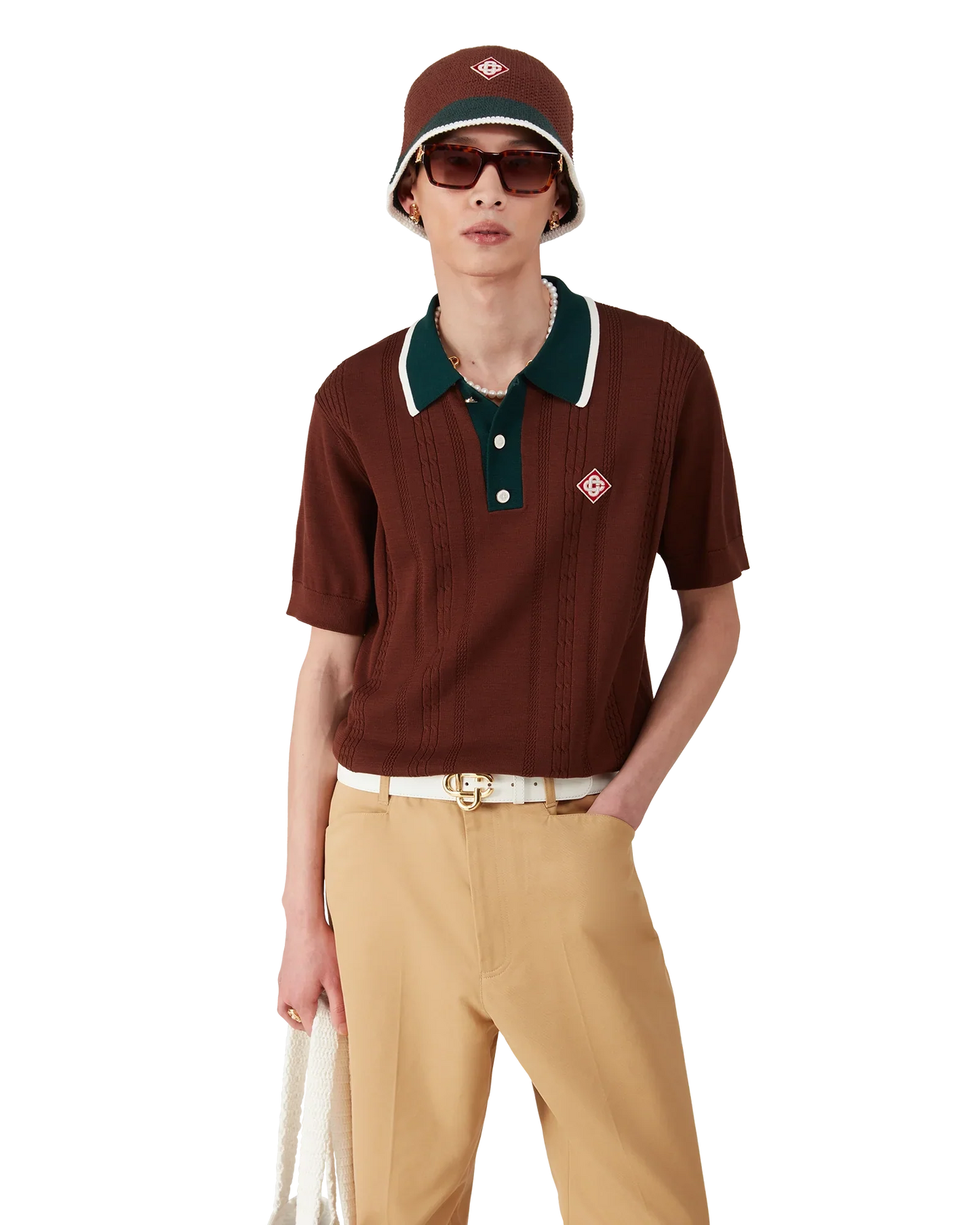 Polo surdimensionné en maille torsadée