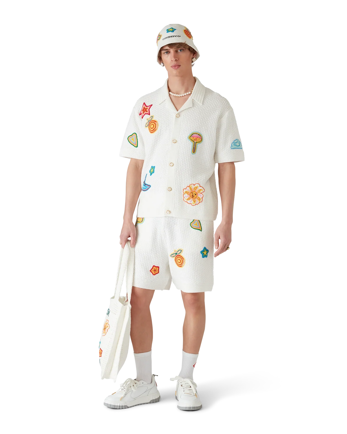 Chemise courte en crochet à motifs