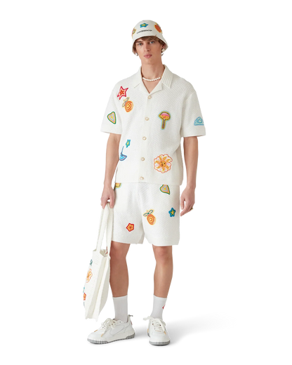 Chemise courte en crochet à motifs