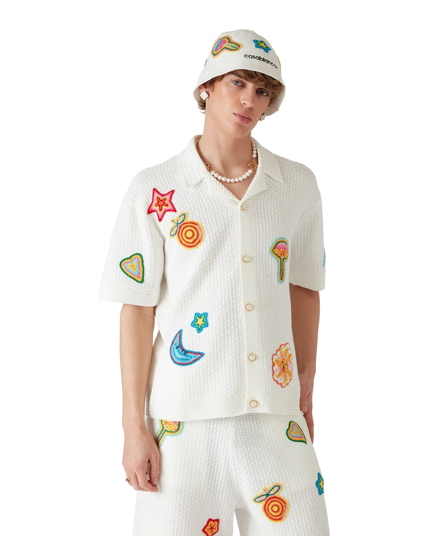 Chemise courte en crochet à motifs