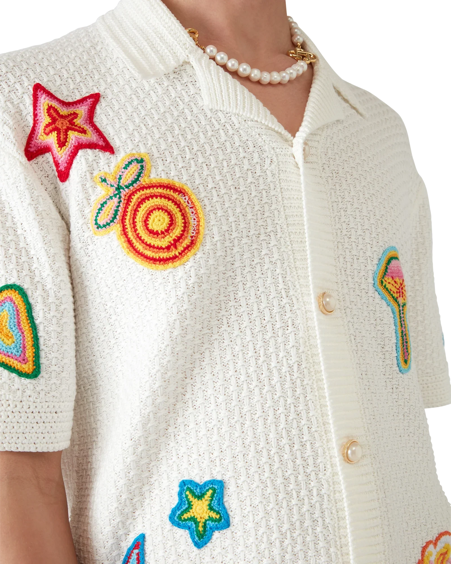 Chemise courte en crochet à motifs