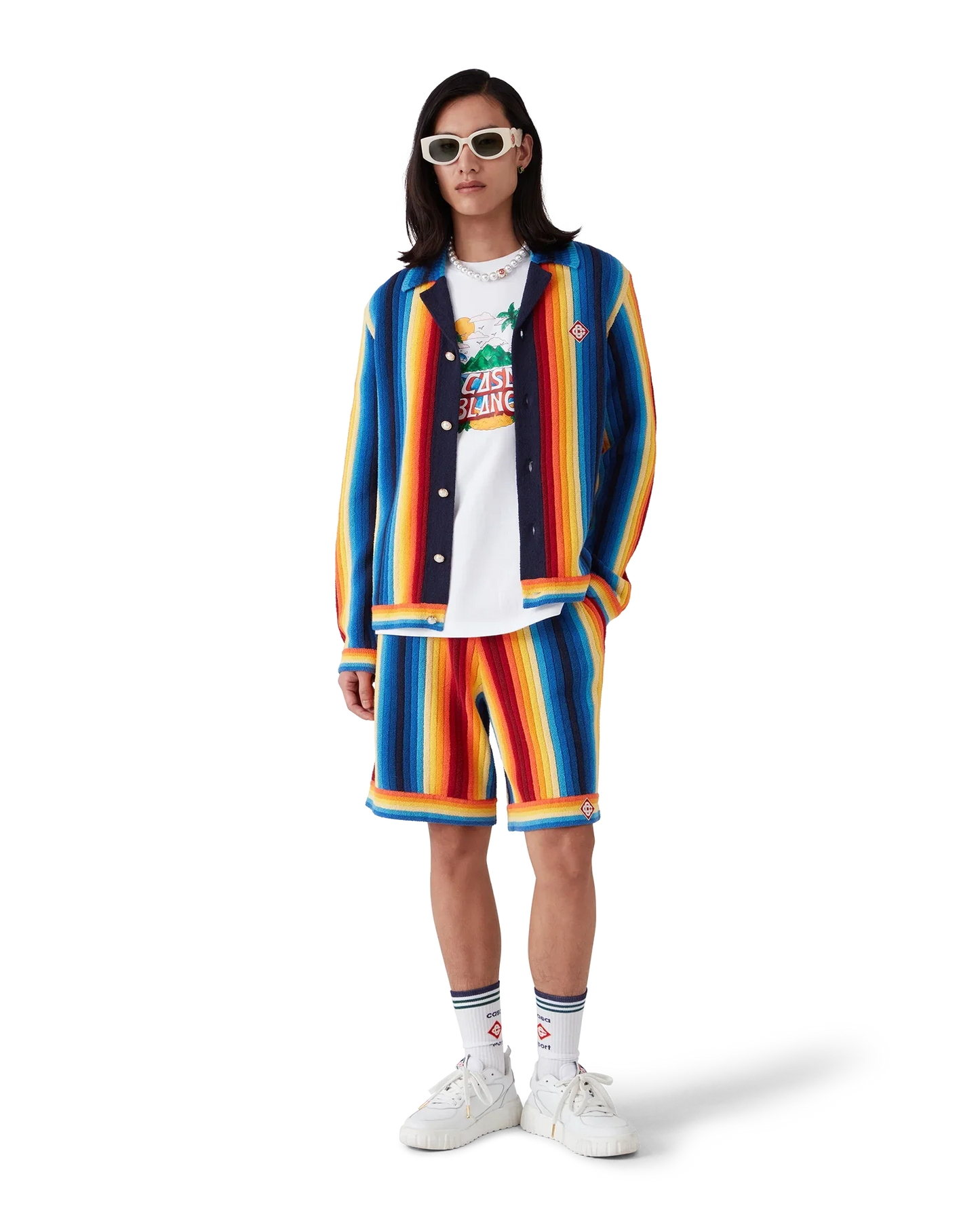 Shorts en tissu éponge rayé dégradé