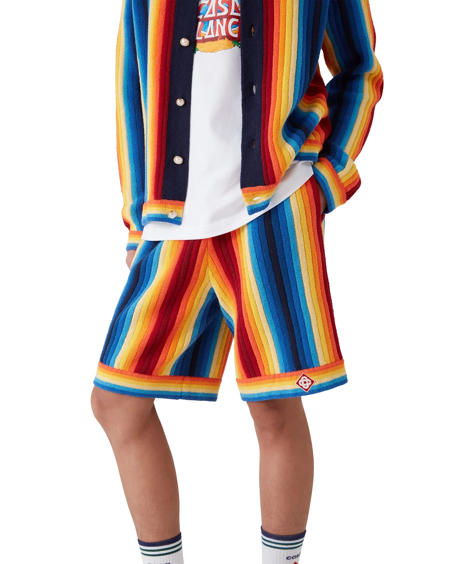 Shorts en tissu éponge rayé dégradé