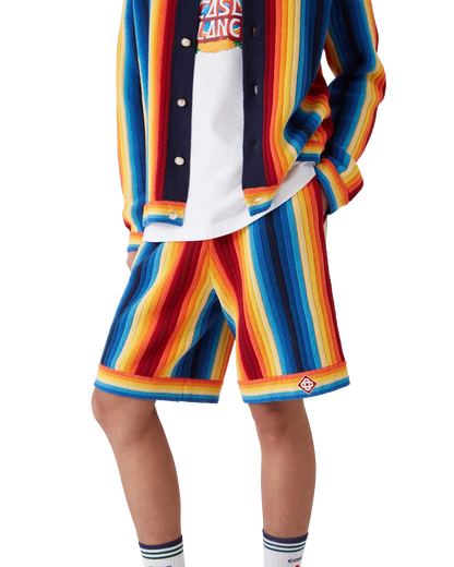 Shorts en tissu éponge rayé dégradé