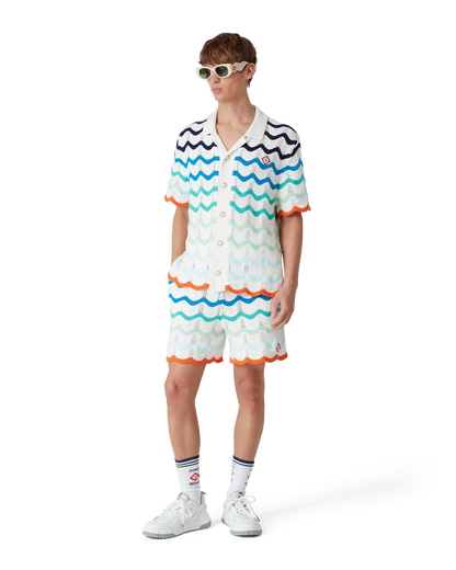 Shorts de bain en crochet à motif ondulé