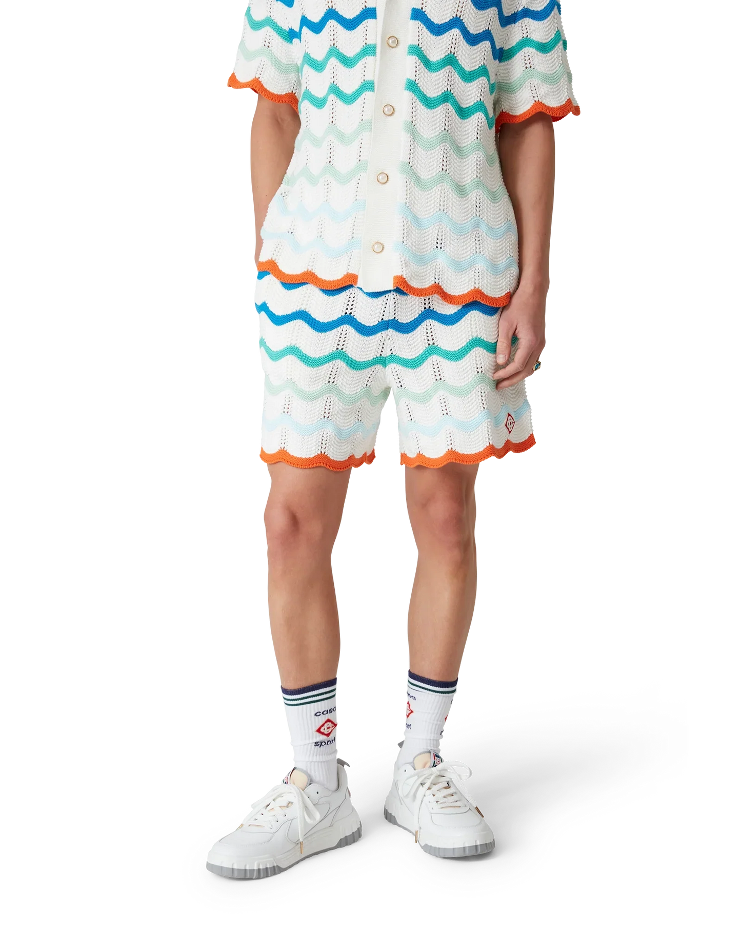 Shorts de bain en crochet à motif ondulé