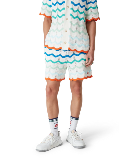 Shorts de bain en crochet à motif ondulé