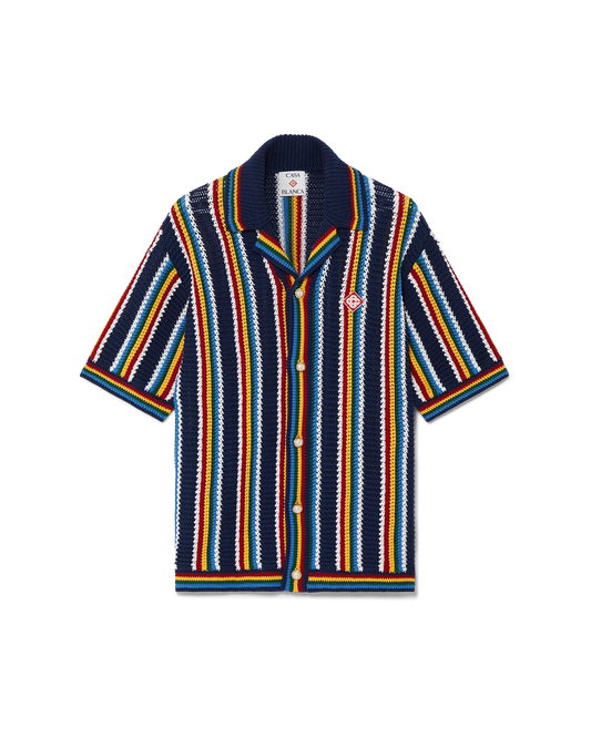 Crochet Short Sleeve Stripe Shirt