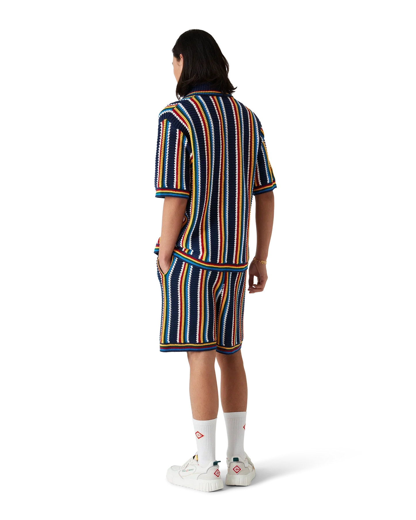 Chemise à rayures en crochet à manches courtes