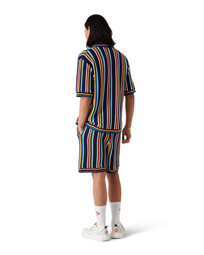 Chemise à rayures en crochet à manches courtes