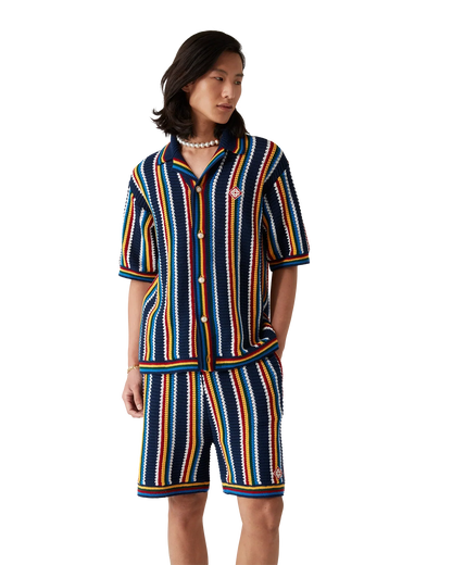 Chemise à rayures en crochet à manches courtes