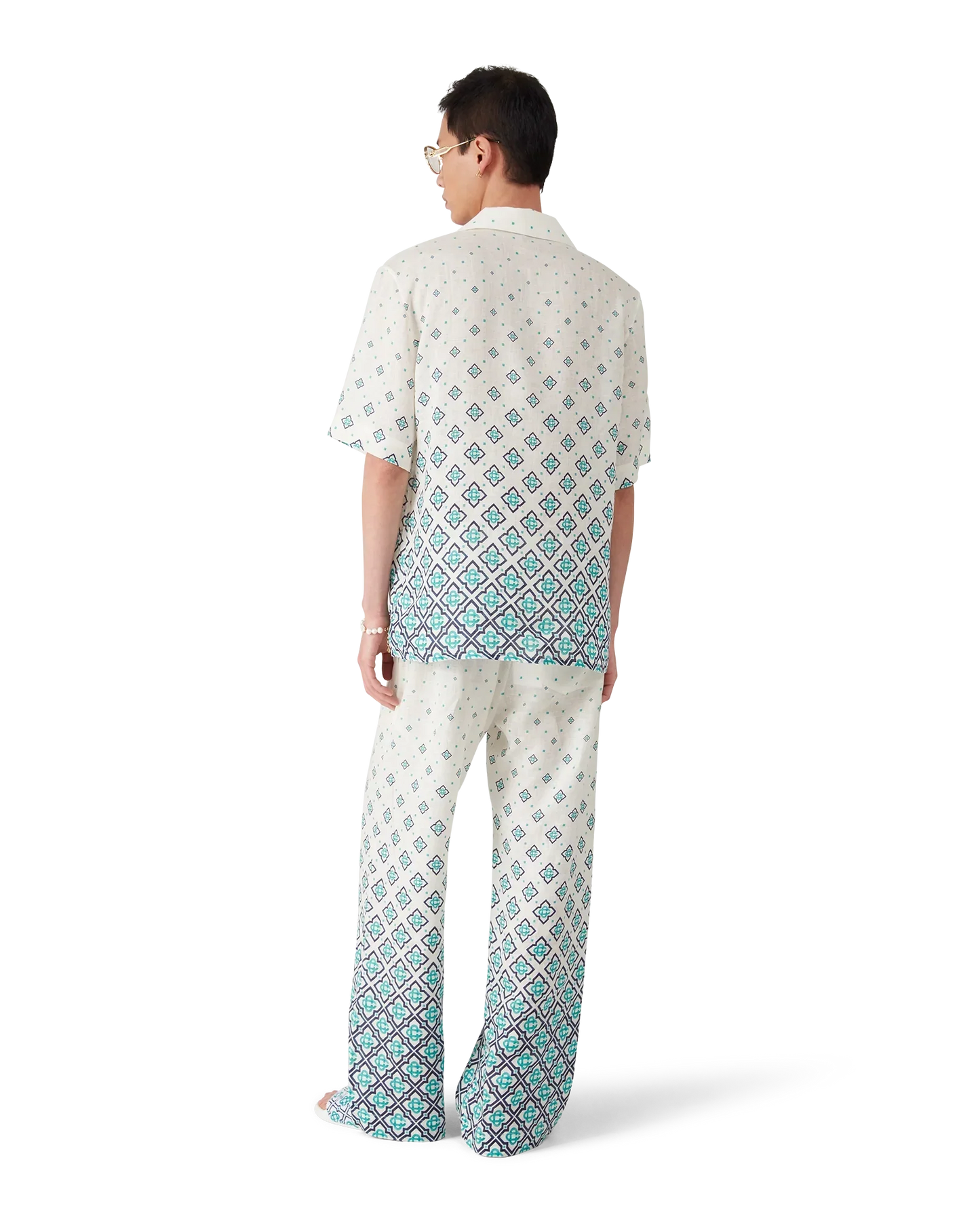 Gradient Monogram Short Sleeve Linen Shirt