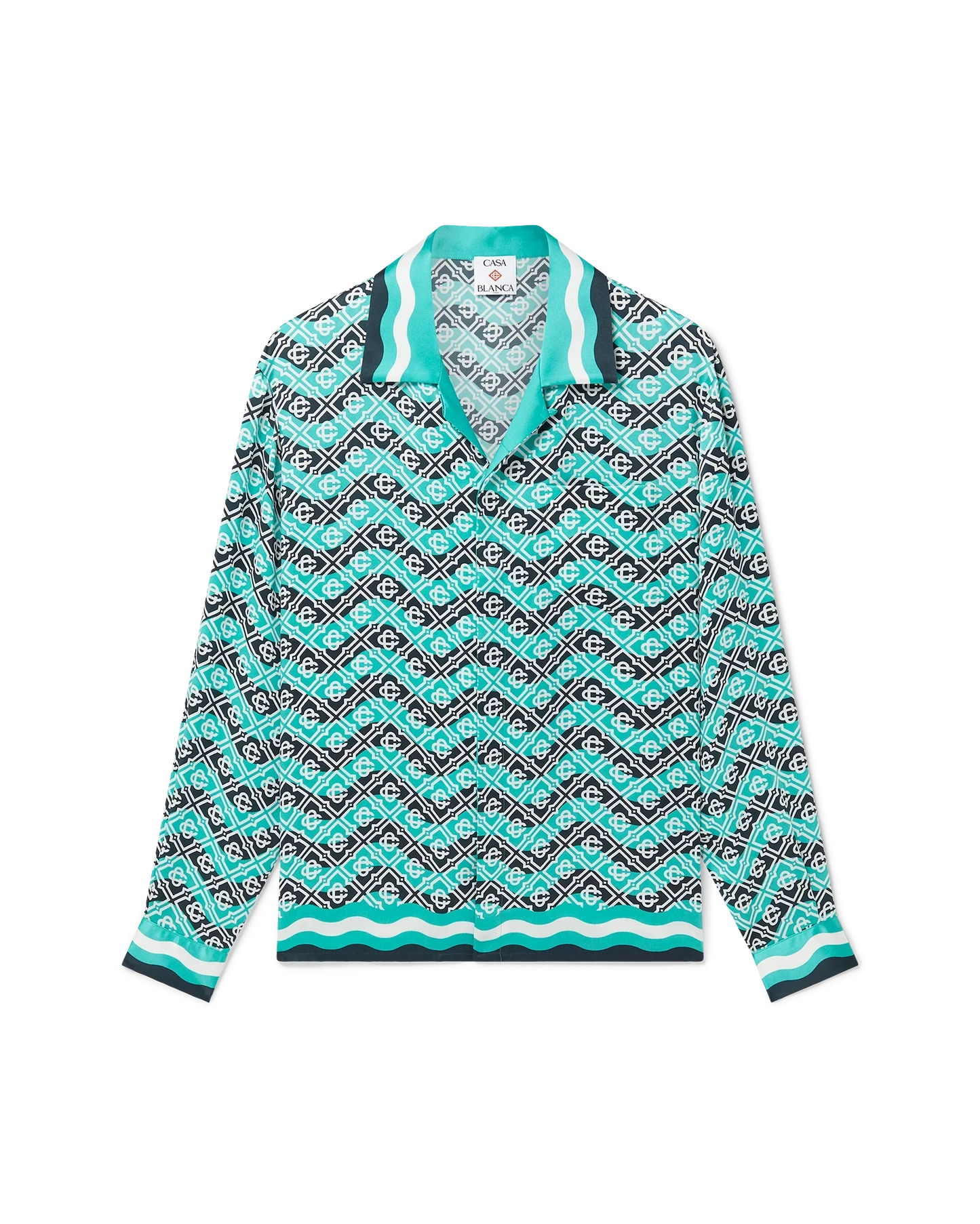 Chemise en soie à manches longues Monogram Wave