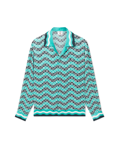 Chemise en soie à manches longues Monogram Wave