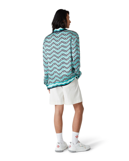Chemise en soie à manches longues Monogram Wave