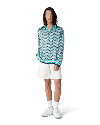 Chemise en soie à manches longues Monogram Wave