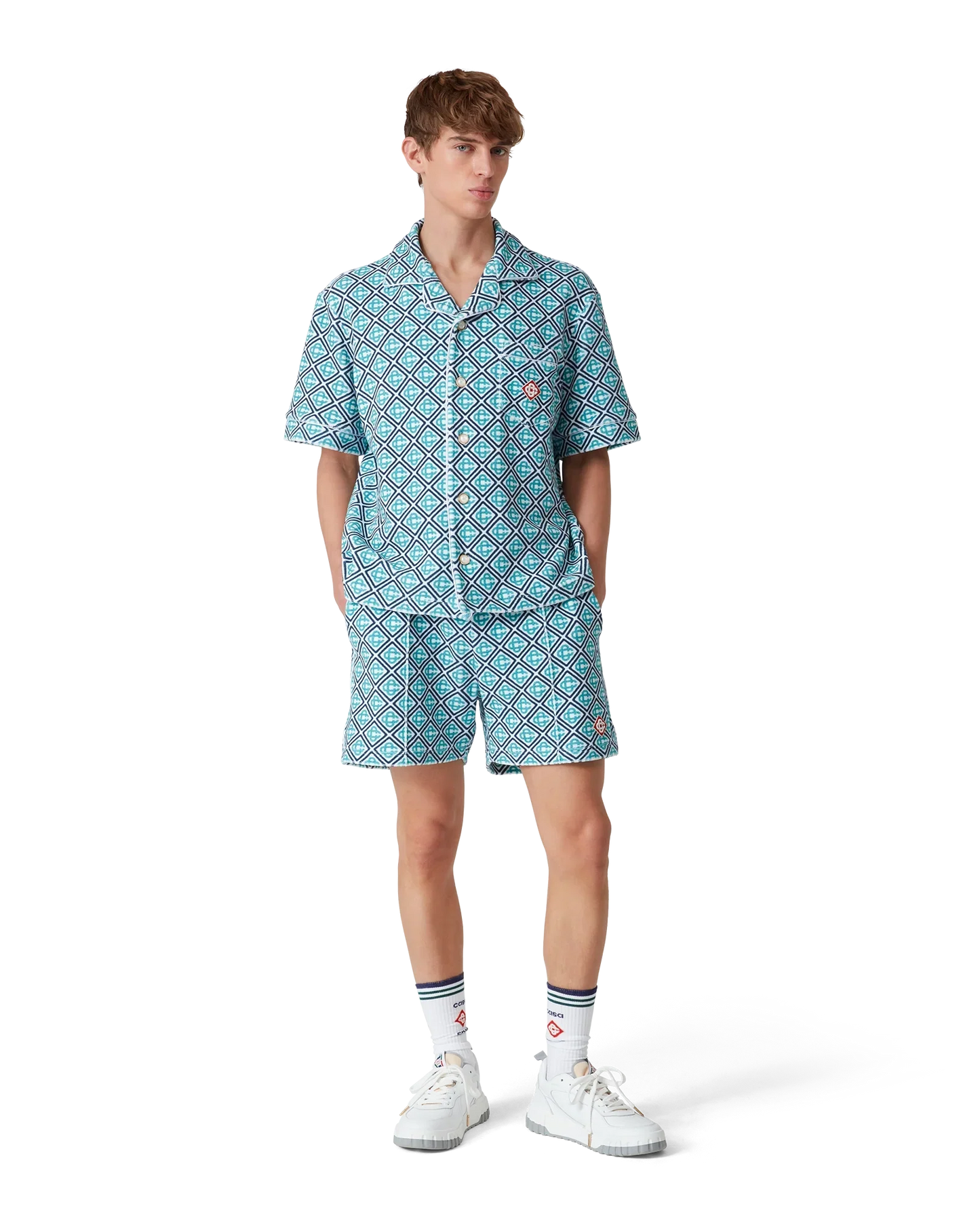 Chemise éponge monogrammée à manches courtes