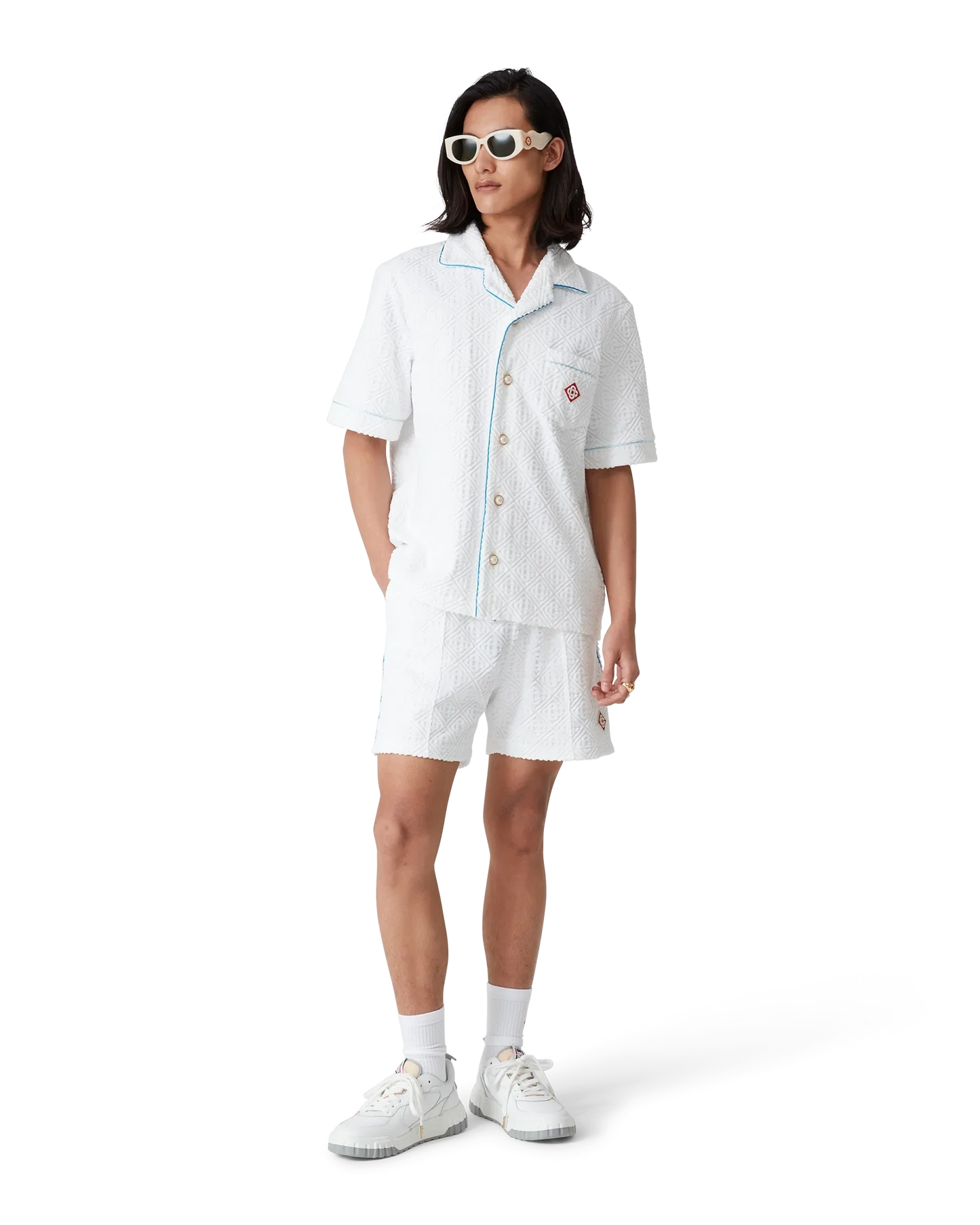 Chemise éponge à manches courtes rayures tennis