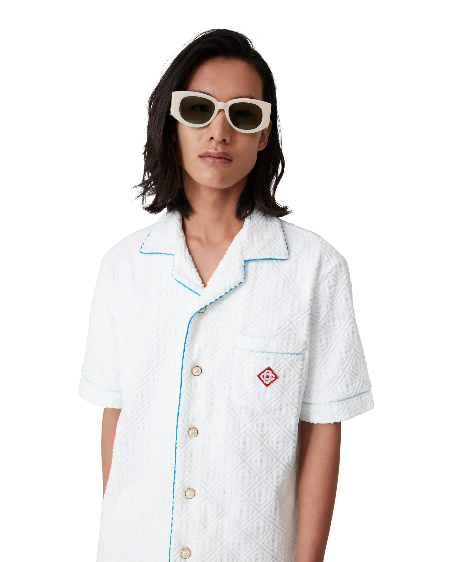 Chemise éponge à manches courtes rayures tennis