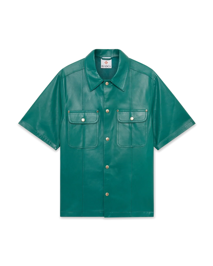 Chemise en cuir à manches courtes