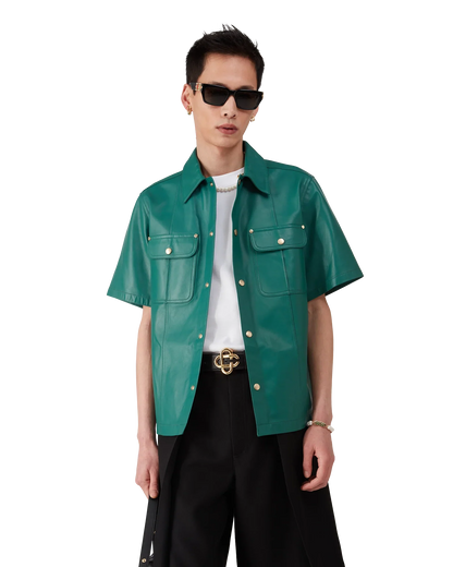 Chemise en cuir à manches courtes
