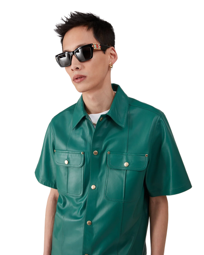 Chemise en cuir à manches courtes