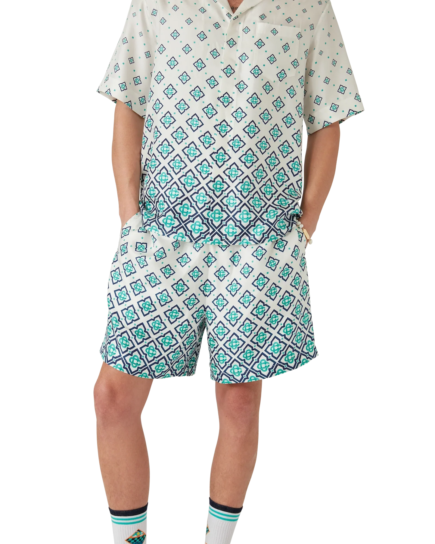 Shorts en soie à monogramme dégradé