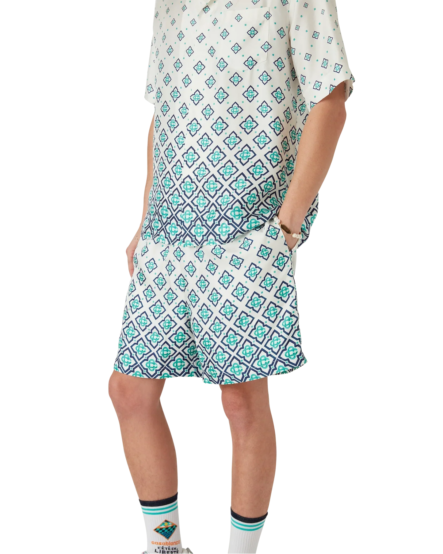 Shorts en soie à monogramme dégradé
